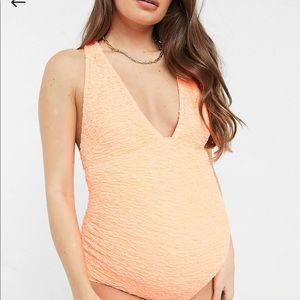 ASOS maternity orange one piece bikini